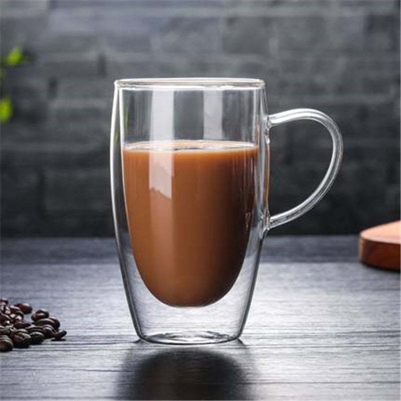 Double Wall Glass Coffee Tea Cups Heat Resistant Double Wall